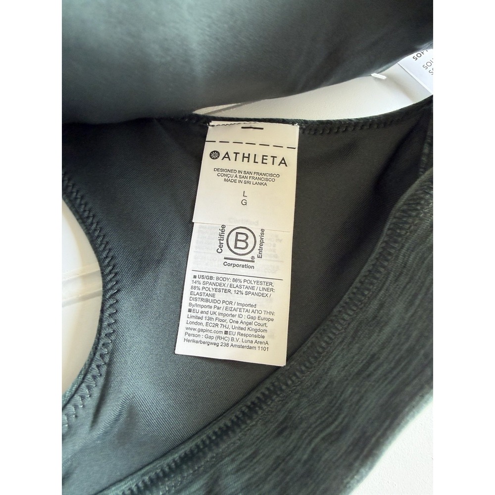 Athleta SoftLuxe Bralette Large Dark Green Wireless Recycled Material A-C New! - Picture 3 of 5